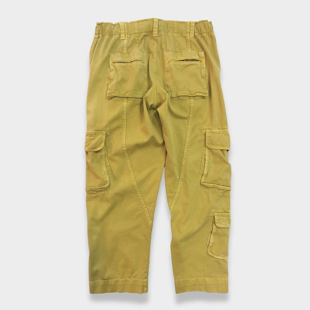 Free People We the Free Tahiti Cargo Pants Citronelle Yellow Size Medium EUC - Picture 2 of 9